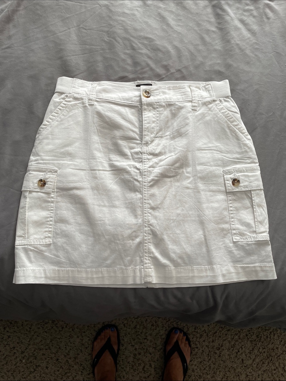 White Cargo Pocket Cotton Skirt
